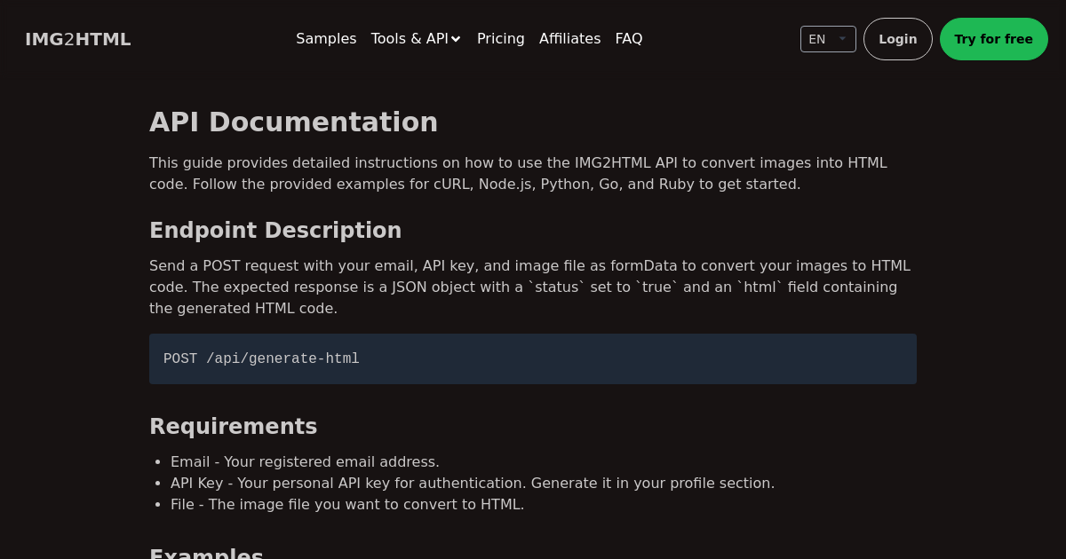 Image to HTML CSS code AI converter - IMG2HTML