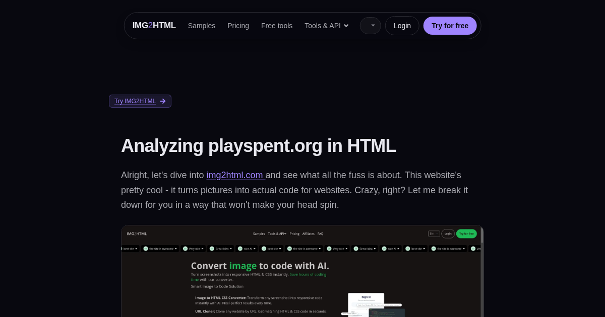 Image to HTML CSS code AI converter - IMG2HTML