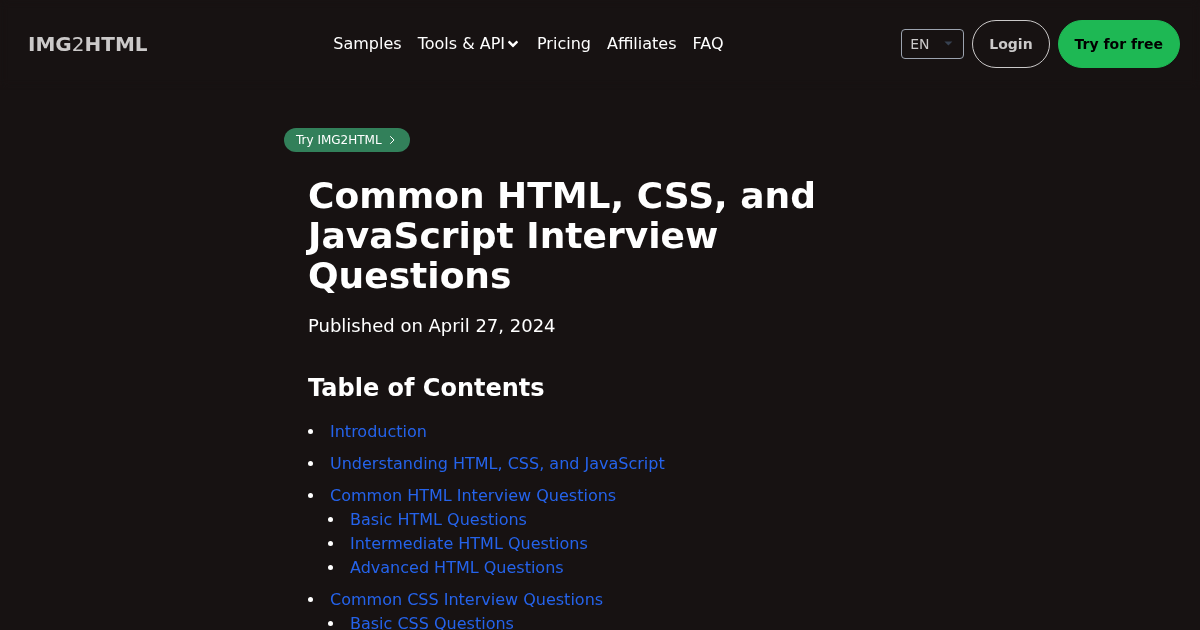 Image to HTML CSS code AI converter - IMG2HTML