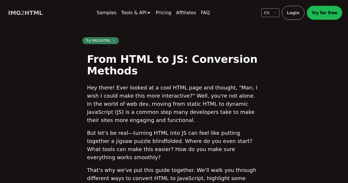 Image to HTML CSS code AI converter - IMG2HTML