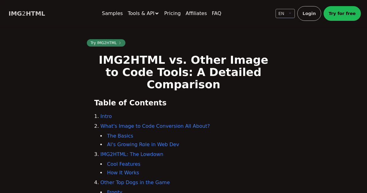 Image to HTML CSS code AI converter - IMG2HTML
