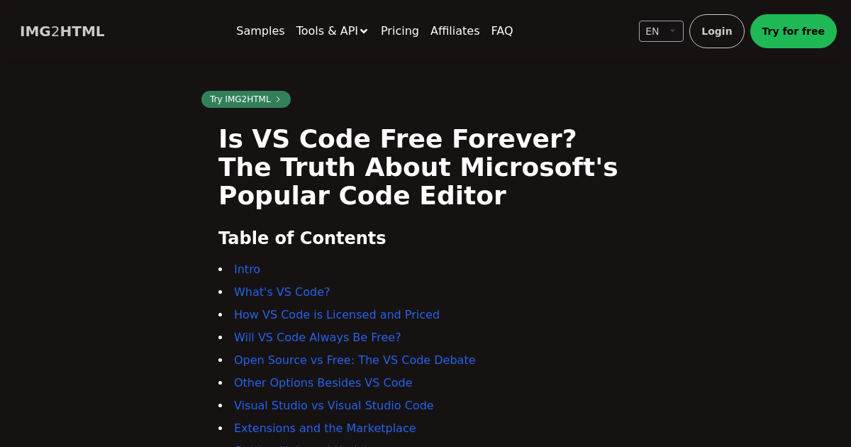 Image to HTML CSS code AI converter - IMG2HTML
