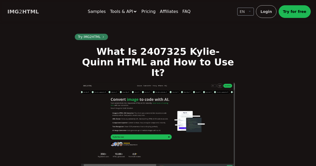 Image to HTML CSS code AI converter - IMG2HTML