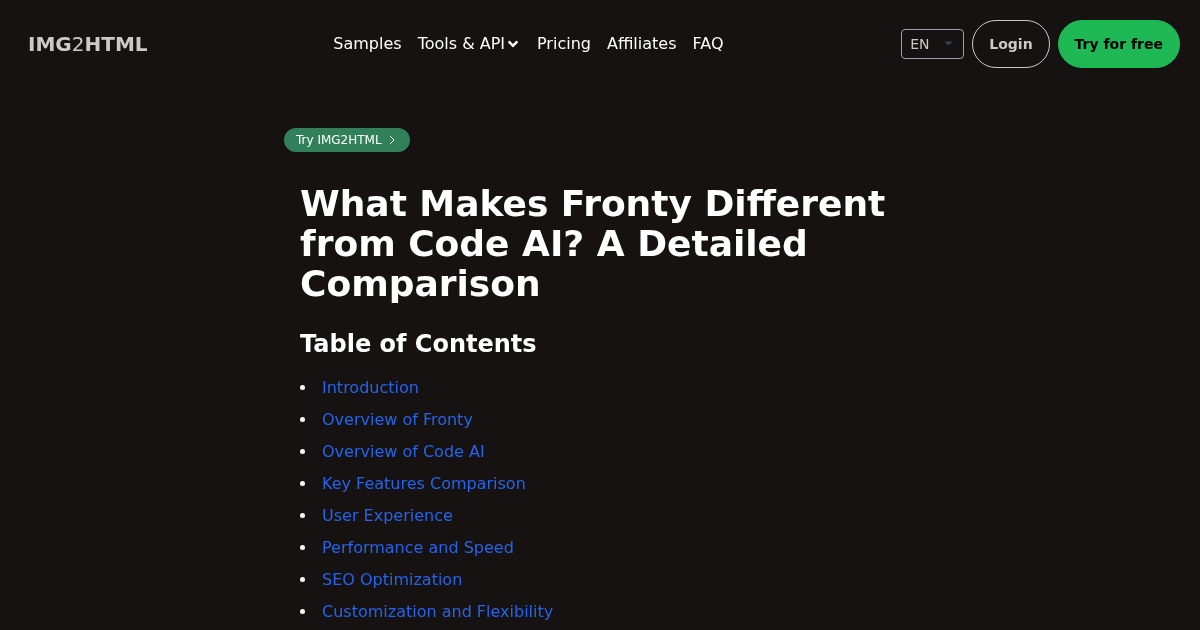 Image to HTML CSS code AI converter - IMG2HTML