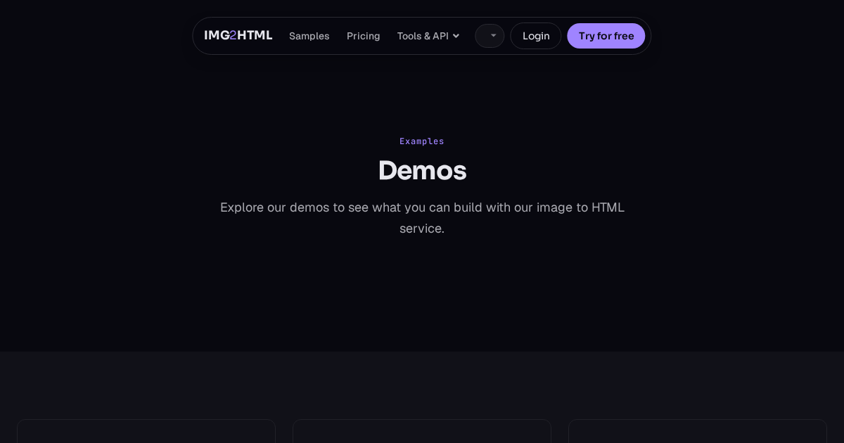 Image to HTML CSS code AI converter - IMG2HTML