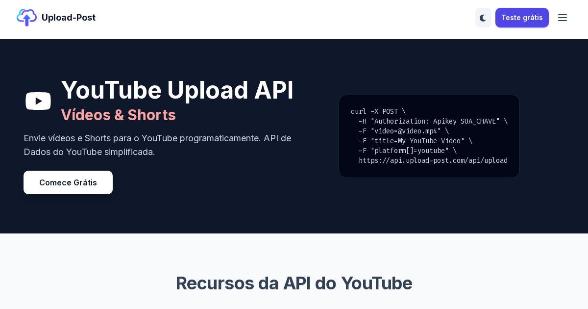 API de Upload do YouTube - Faça upload de vídeos e Shorts ...
