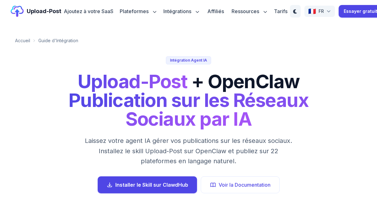 Upload-Post + OpenClaw : Publication sur les Réseaux Sociaux par IA