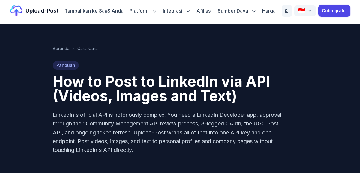 Cara Mengirim Postingan ke LinkedIn melalui API (Video, Gambar ...