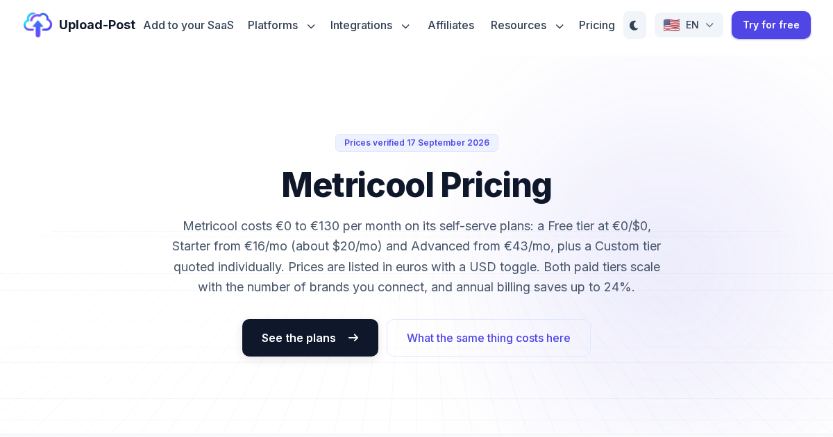Metricool Pricing 2026: Plans, Costs & Free Tier