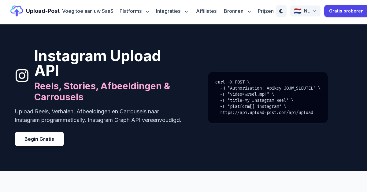Instagram Upload API - Plaats Reels, Verhalen, Afbeeldingen en ...