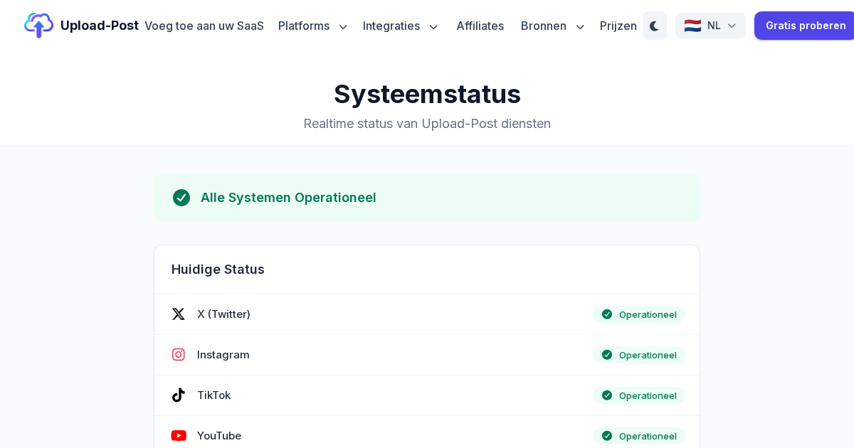 Systeemstatus - Upload-Post