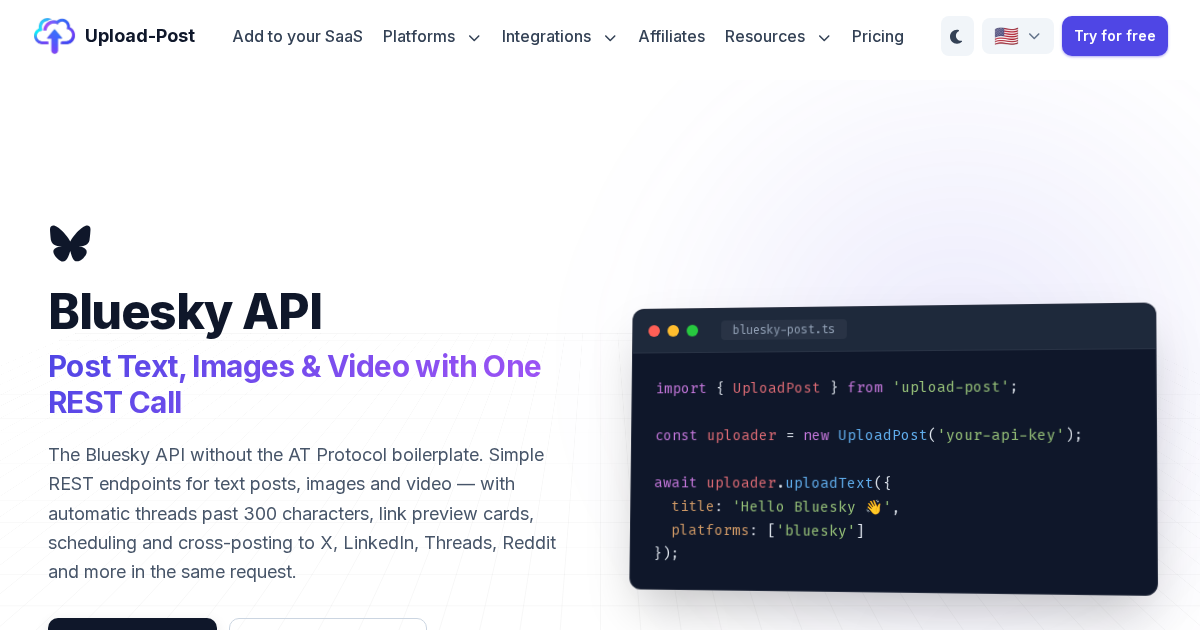 Bluesky API: Post Text, Images & Video via REST | Upload-Post.com