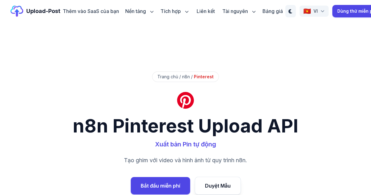 n8n Pinterest Upload: Create Pins with Videos & Images | Upload-Post.com